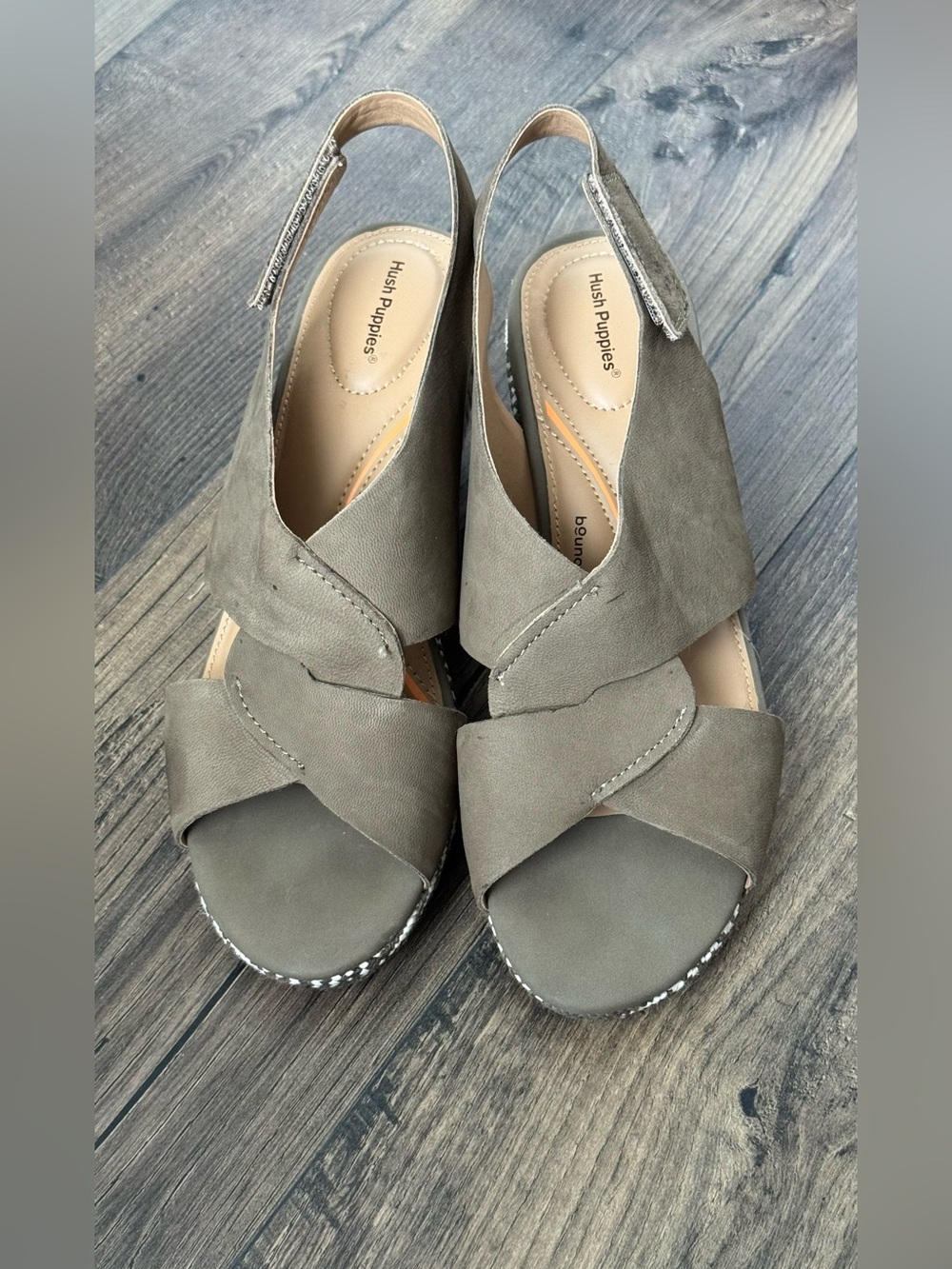 Hush Puppies Women's Griffon Wedges Cross-Strap Slingback Olive- Green Size 8.5M